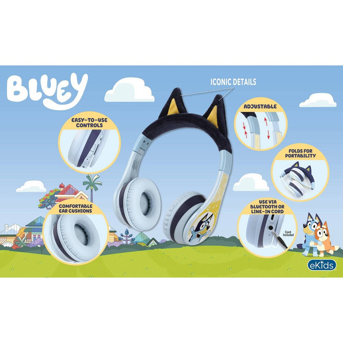 eKids Bluey Bluetooth Wireless Headphones - Blue