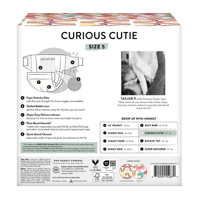 Honest Clean Conscious Disposable Diapers - Wingin' It & Catching Rainbows - Size 5 - 44ct