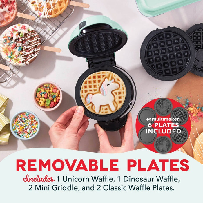Dash MultiMaker Mini System with 6 Removable Plates: Waffle and Griddle