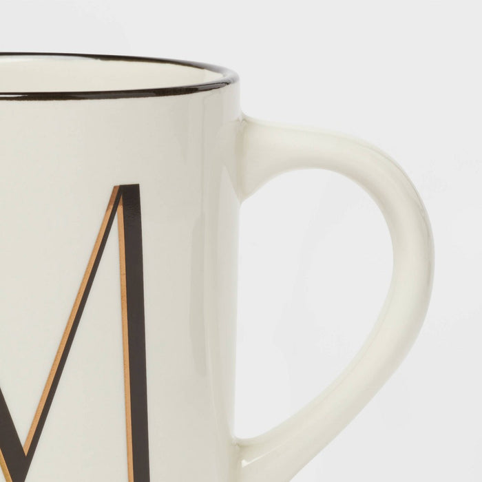 16oz Stoneware Monogram M Mug Ivory - Threshold