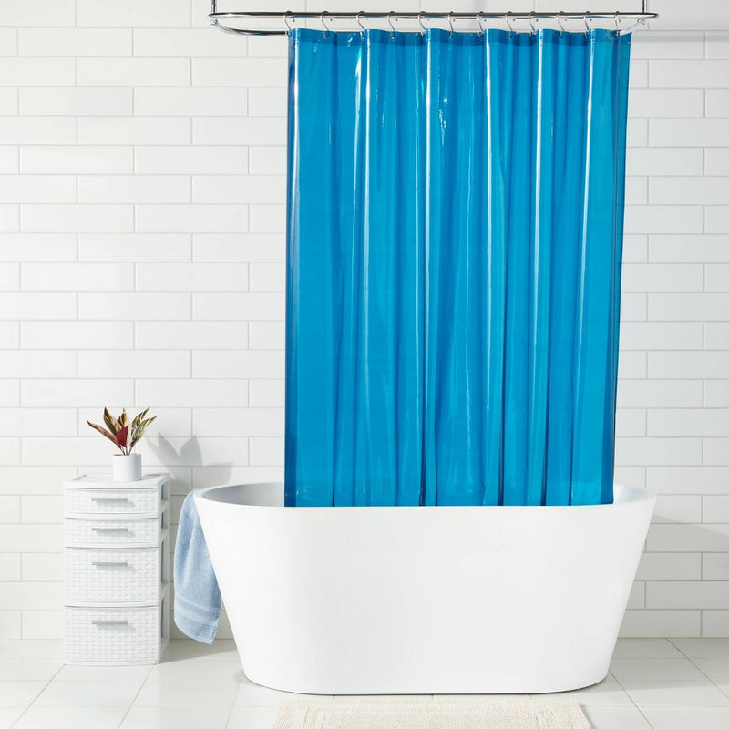 70"x71" Lightweight Color Shower Liner Blue - Room Essentials