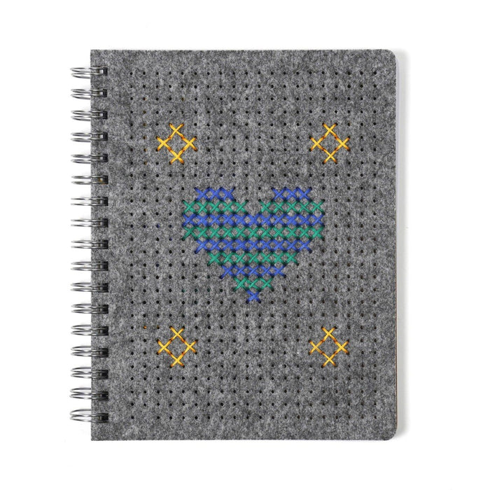 Yoobi Evolve Journal 7"x9" Cross Stitch Heather Gray Felt