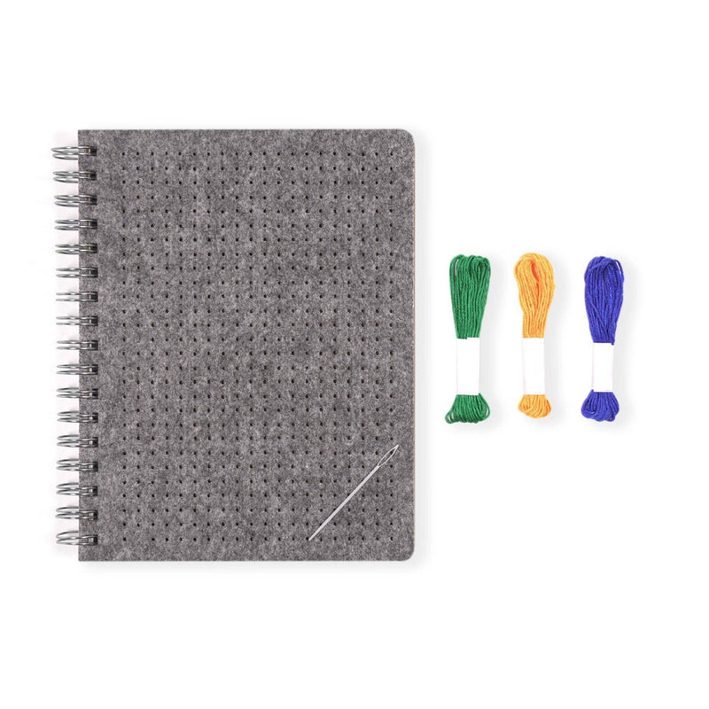 Yoobi Evolve Journal 7"x9" Cross Stitch Heather Gray Felt