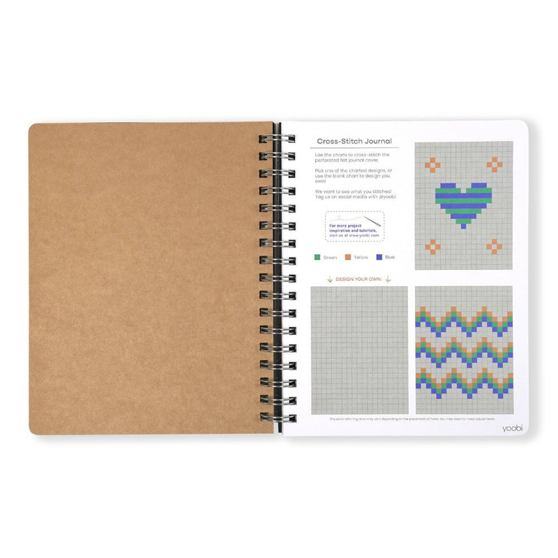 Yoobi Evolve Journal 7"x9" Cross Stitch Heather Gray Felt
