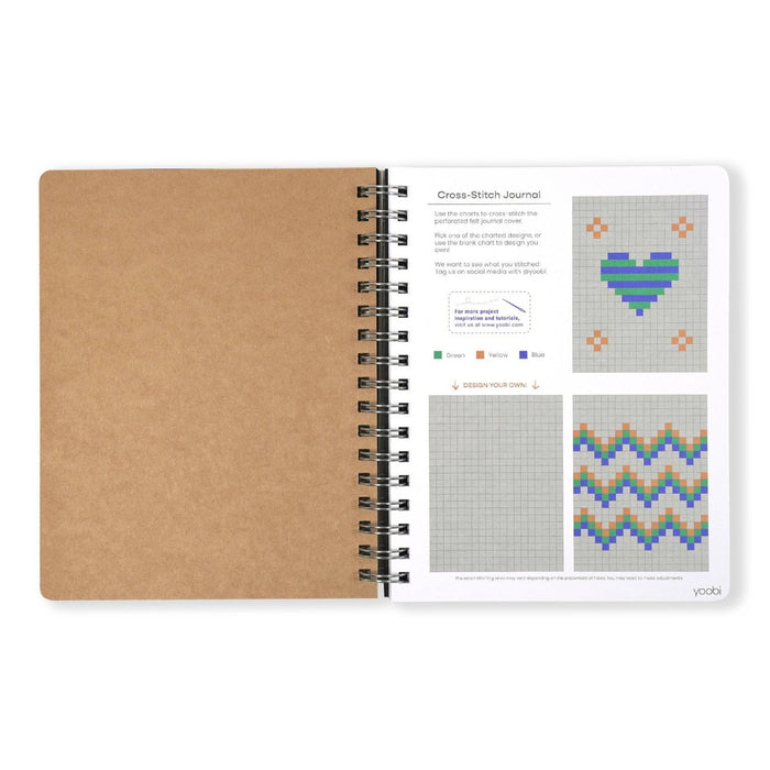 Yoobi Evolve Journal 7"x9" Cross Stitch Heather Gray Felt