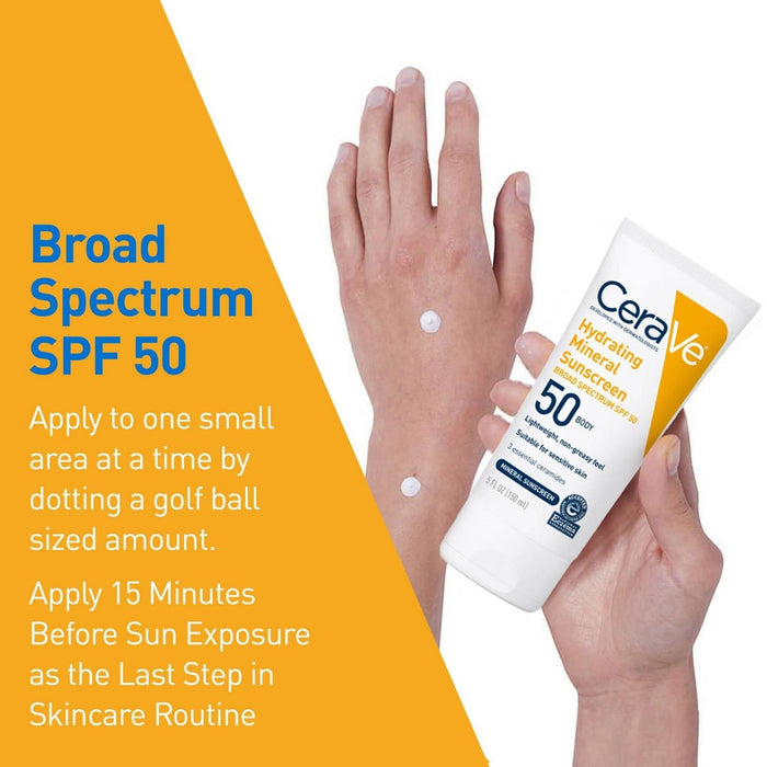 CeraVe Hydrating 100% Mineral Sunscreen for Body - SPF 50 - 5 fl oz