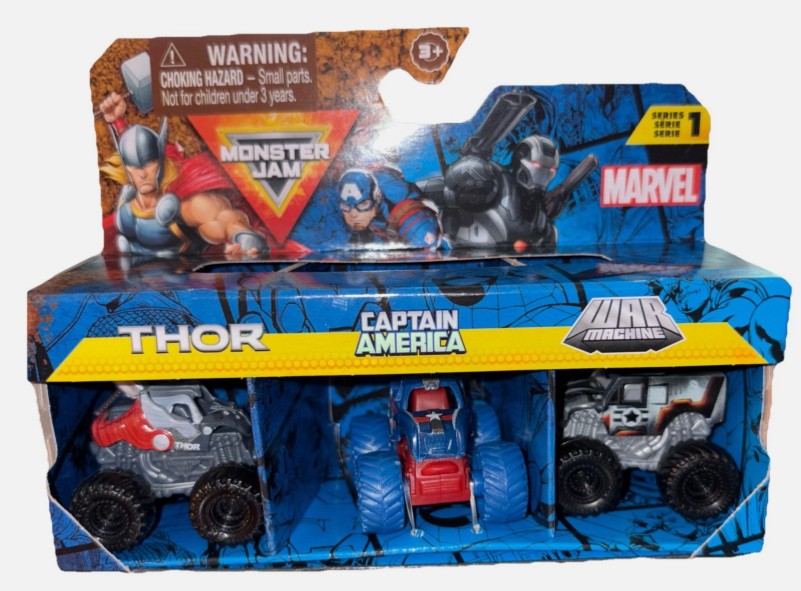 Monster Jam Marvel Mini Bundle- Thor, Captain America, War Machine