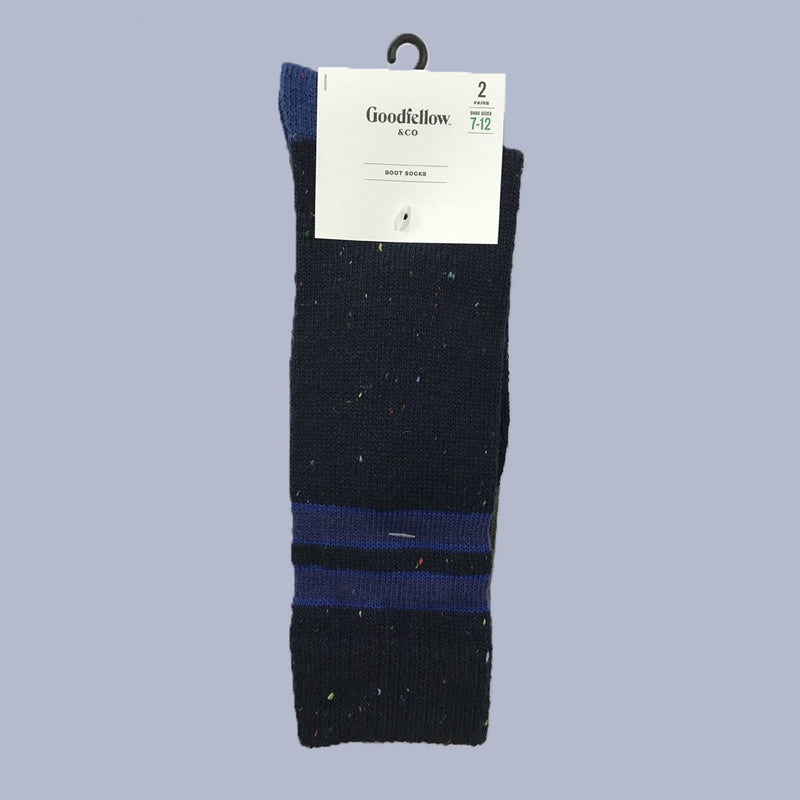 Men's 2pk Traditional Bot Socks - Goodfellow & Co Blue 10-13