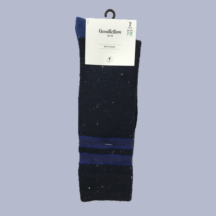 Men's 2pk Traditional Bot Socks - Goodfellow & Co Blue 10-13