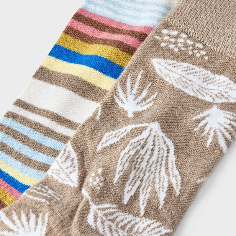 Men's Leaf Print Novelty Crew Socks 2pk - Goodfellow & Co Khaki 7-12