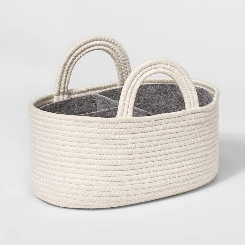 Coiled Rope Diaper Caddy with Dividers - Cloud Island Cream