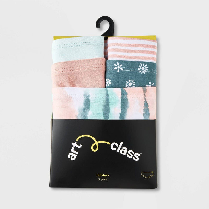 Girls' 5pk Tie-Dye Micro Hipster - art class Green L