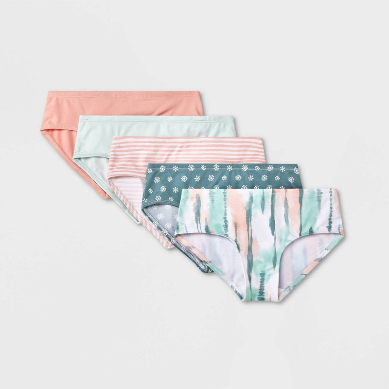 Girls' 5pk Tie-Dye Micro Hipster - art class Green L