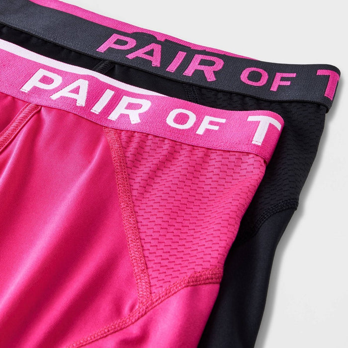 Pair of Thieves Men's SuperCool Boxer Briefs 2pk - Pink/Black L: Moisture-Wicking, Anti-Odor, Cooling Pouch