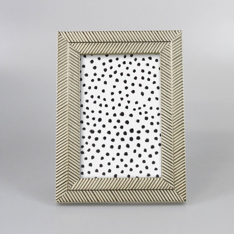 4" x 6" Organic Herringbone Tabletop Frame Gold/White - Threshold: Modern Style, Easel Back, Glass