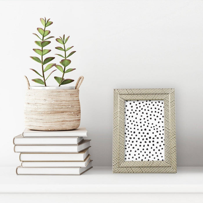 4" x 6" Organic Herringbone Tabletop Frame Gold/White - Threshold: Modern Style, Easel Back, Glass