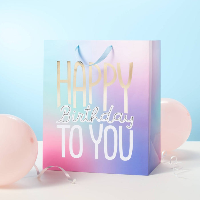 Happy Birthday Ombre Jumbo Gift Bag - Spritz