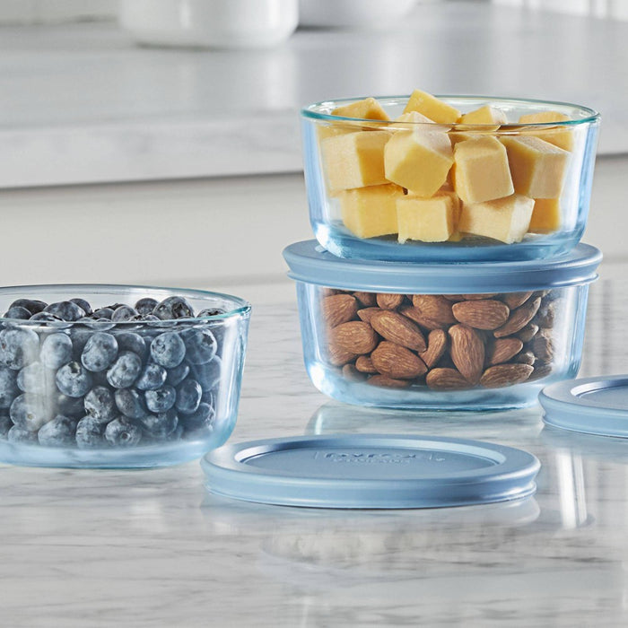 Pyrex Simply Store Tinted 6pc Lidded Round Storage Set Blue