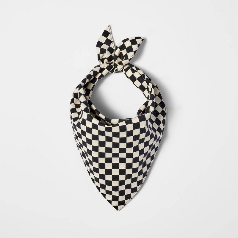 Checkerboard Cat and Dog Bandana - Boots & Barkley - White/Black - One Size Fits Most