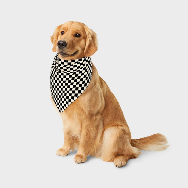 Checkerboard Cat and Dog Bandana - Boots & Barkley - White/Black - One Size Fits Most