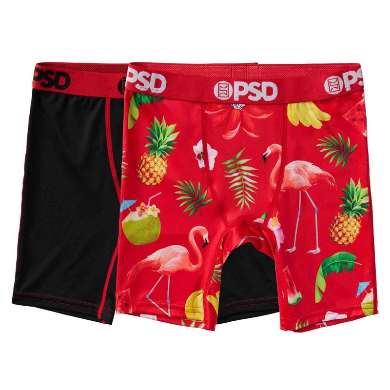 PSD Boys' 2pk 'Tropical' Boxer Briefs - Red/Black L