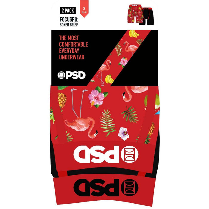 PSD Boys' 2pk 'Tropical' Boxer Briefs - Red/Black L