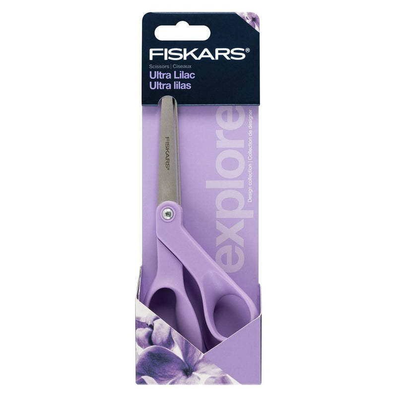 Fiskars Designer School Supplies 8" Craft Scissors with Stainless Steel Blades Ultra Lilac