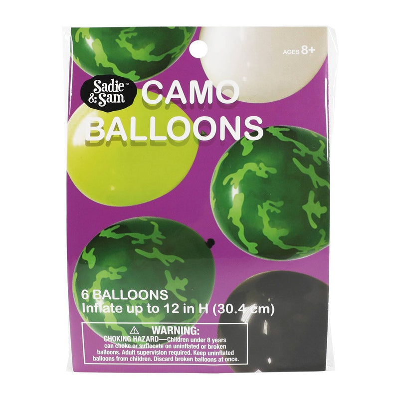 6ct Camo Balloon Pack Green/Black/Cream