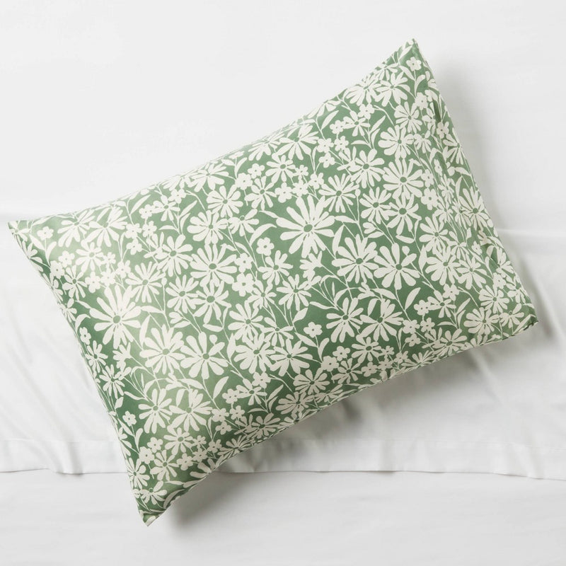 Standard Satin Pillow Cases Green Floral - Room Essentials