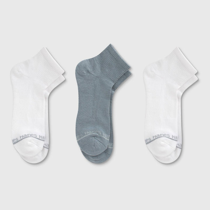 Hanes Originals Premium Men's SuperSoft Ankle Socks 3pk - White/Gray 6-12
