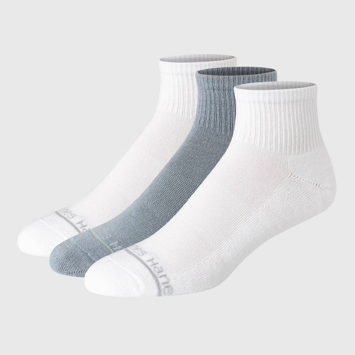 Hanes Originals Premium Men's SuperSoft Ankle Socks 3pk - White/Gray 6-12