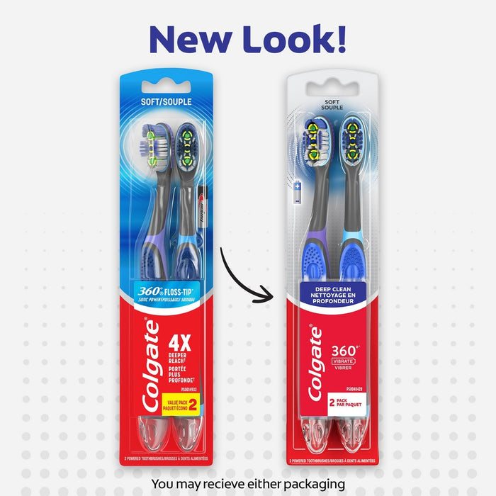 Colgate 360 Total Advanced Floss-Tip Sonic Powered Toothbrush Soft - 2ct
