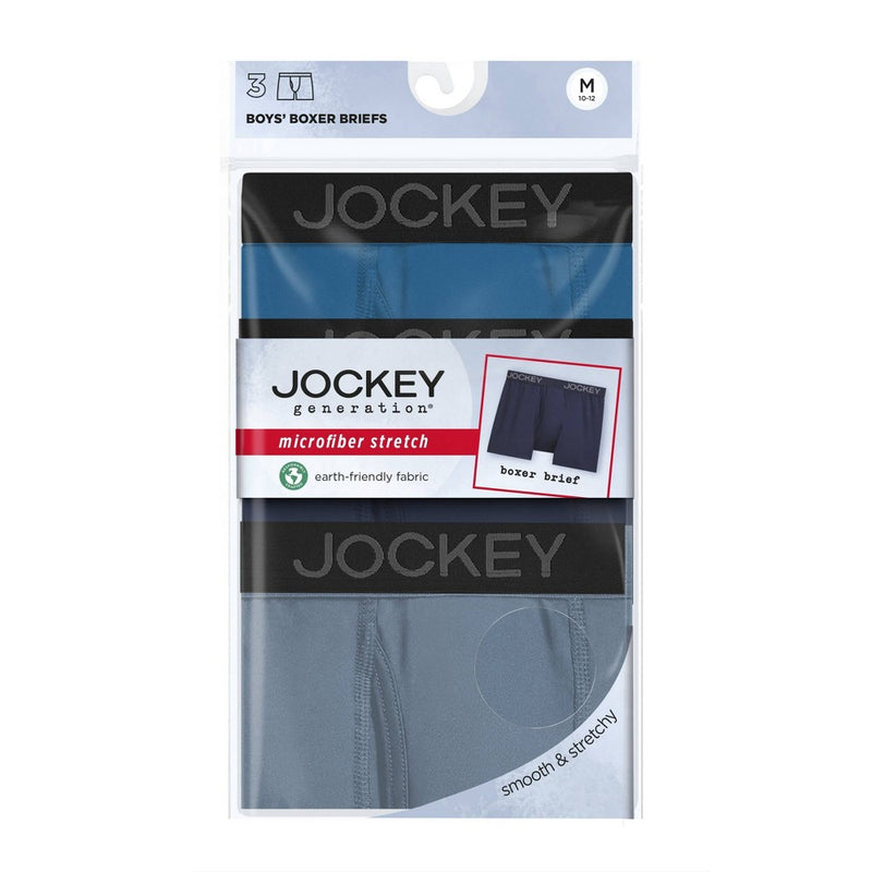 Jockey Generation Boys' 3pk Microfiber Boxer Briefs - Blue XL