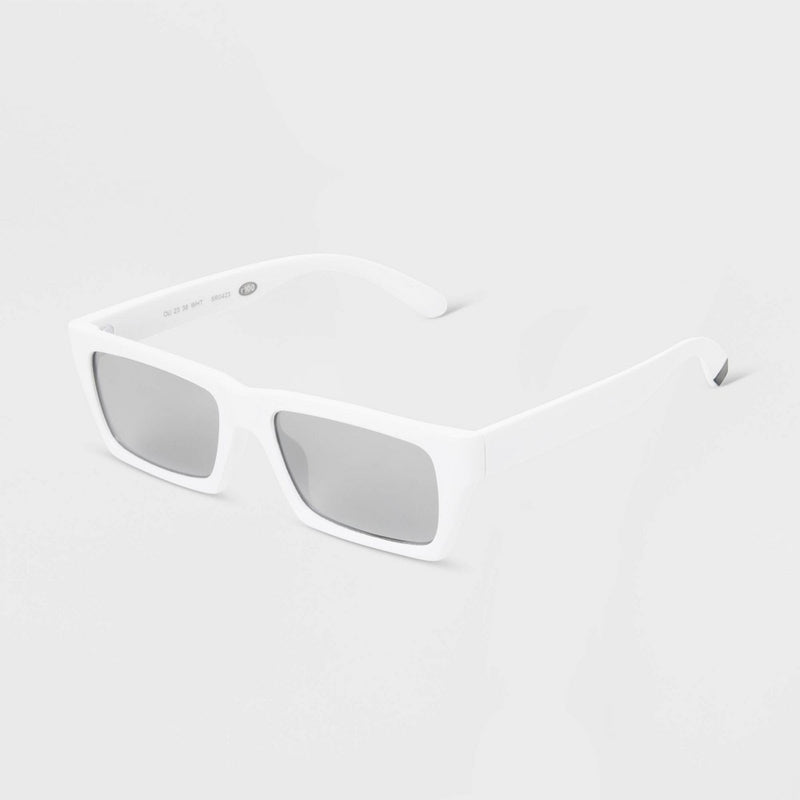 Men's Shiny Plastic Rectangle Sunglasses - Original Use White