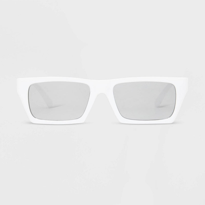 Men's Shiny Plastic Rectangle Sunglasses - Original Use White