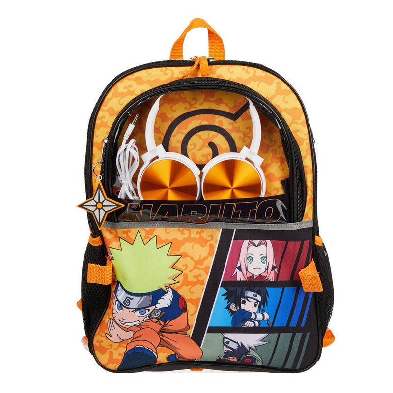 Naruto Kids' 5pc 16" Backpack Set with Headphones and Lunch Bag