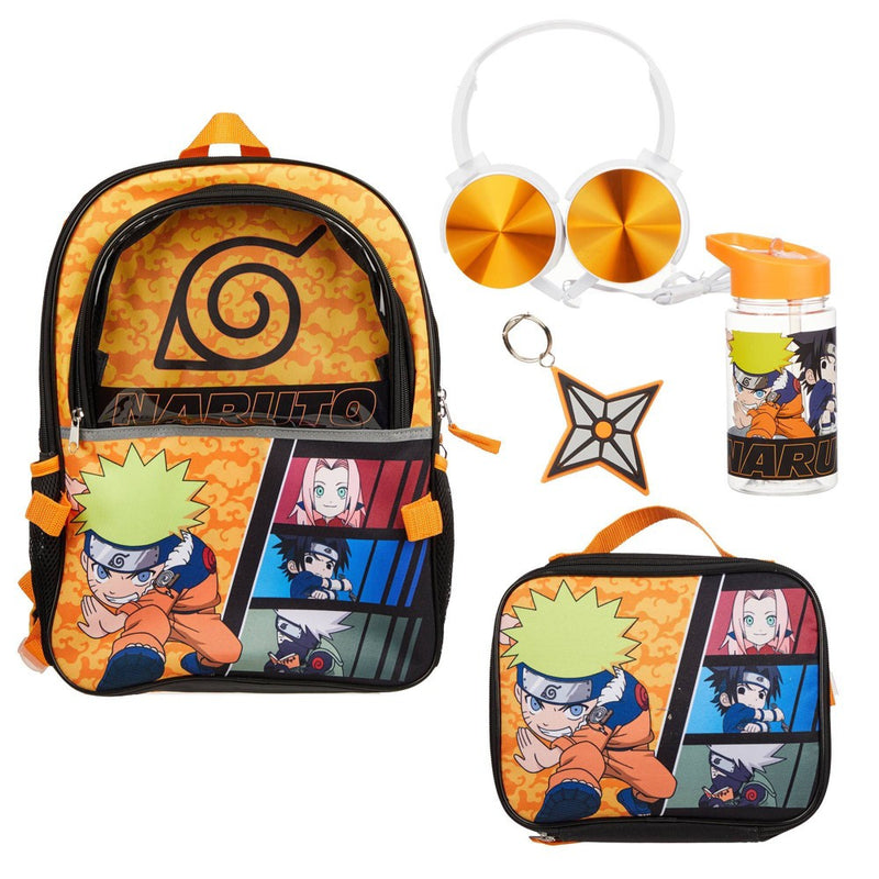 Naruto Kids' 5pc 16" Backpack Set with Headphones and Lunch Bag