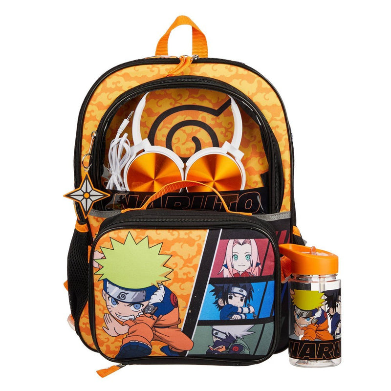 Naruto Kids' 5pc 16" Backpack Set with Headphones and Lunch Bag