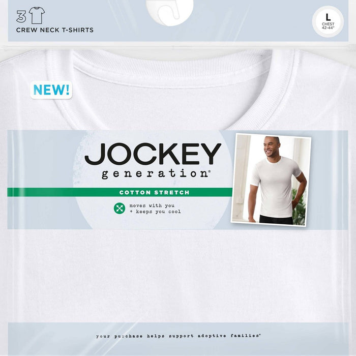 Jockey Generation Men's Cotton Stretch Crewneck 3pk T-Shirt - White M