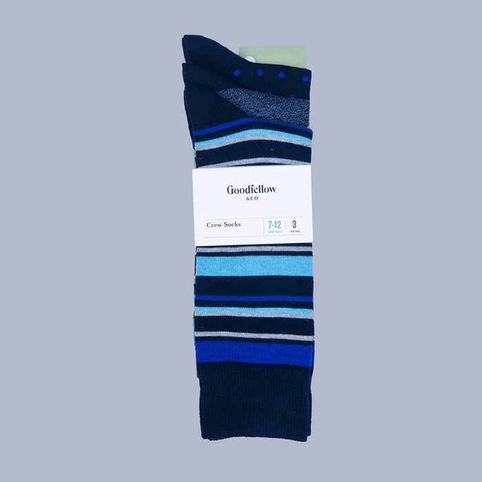 Men's 3pk Crew Socks - Goodfellow & Co Blue 10-13