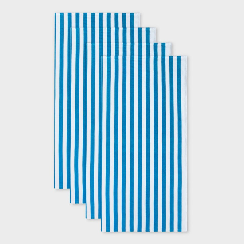 4pk Striped Beach Towels Blue - Sun Squad