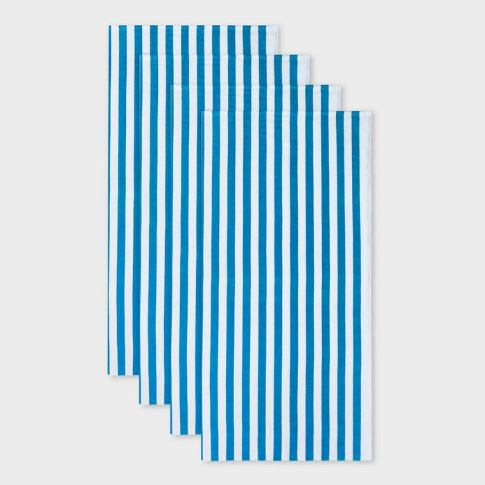 4pk Striped Beach Towels Blue - Sun Squad