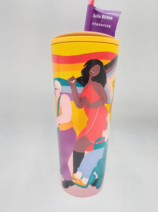 Starbucks Sofie Birkin 2024 Yellow Summer Graphic Stainless Steel Cup Tumbler
