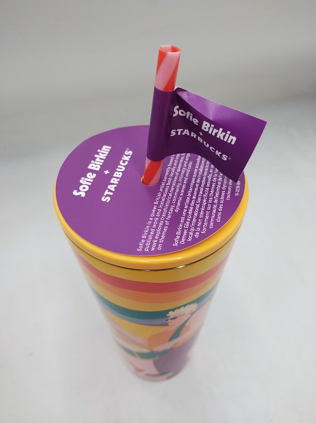 Starbucks Sofie Birkin 2024 Yellow Summer Graphic Stainless Steel Cup Tumbler