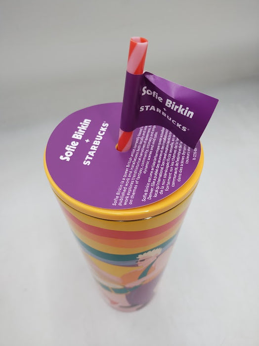 Starbucks Sofie Birkin 2024 Yellow Summer Graphic Stainless Steel Cup Tumbler