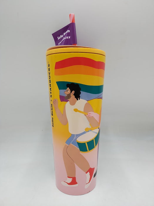Starbucks Sofie Birkin 2024 Yellow Summer Graphic Stainless Steel Cup Tumbler