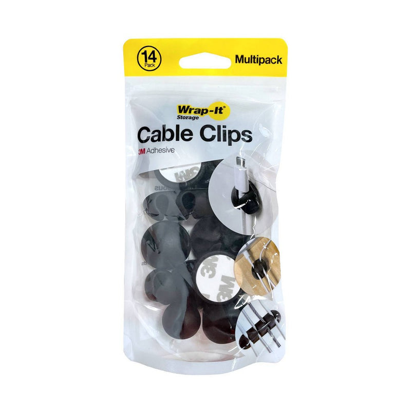 Wrap-It 14pk Cable Clips Black