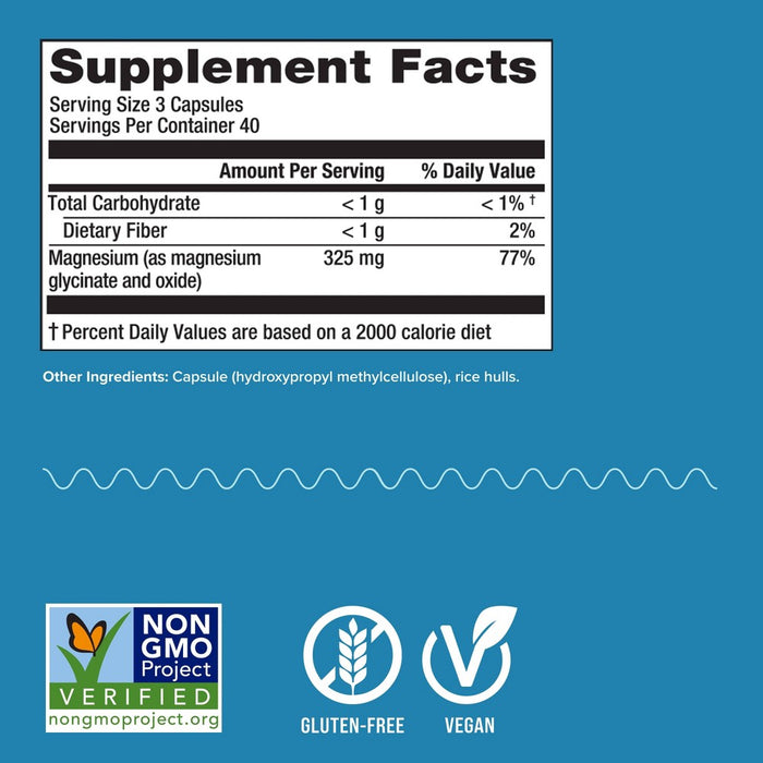 Natural Calm Magnesium Glycinate Vegan Capsules - 120ct