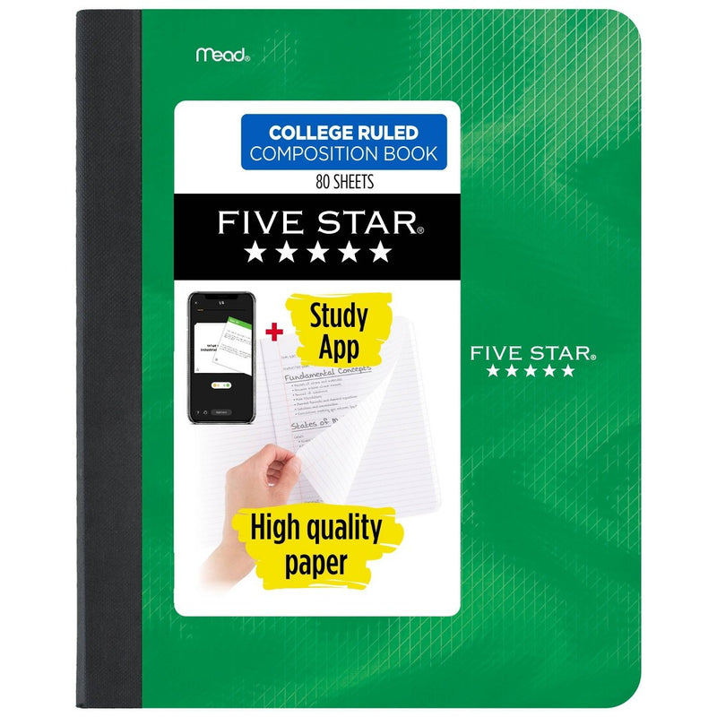 Five Star College Ruled 80ct Active Composition Book Green