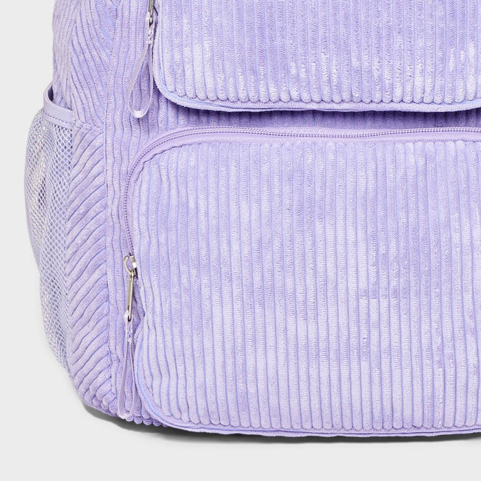 Kids' 16" Two Pocket Corduroy Backpack with Clip-On Case - art class Lavender"